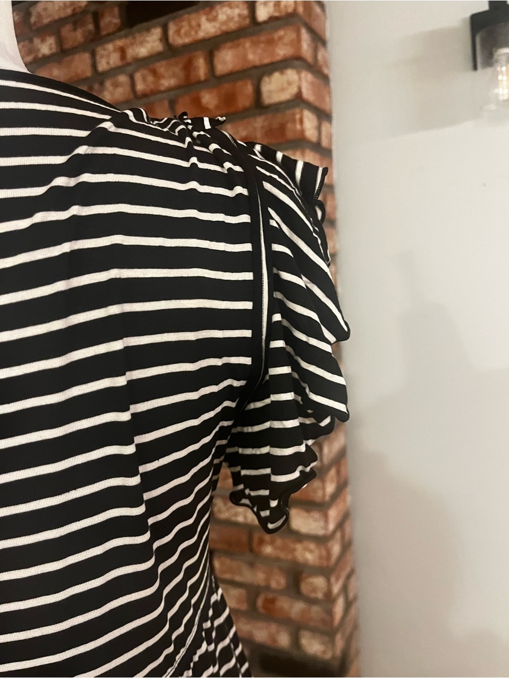 Max Studio Black & White Striped Tiered Midi Dress - Picture 6 of 7